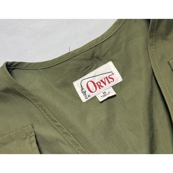 VTG Orvis Full Zip Vest Green Sleeveless Mens Medium Fly Fishing Outdoors - Picture 2 of 5